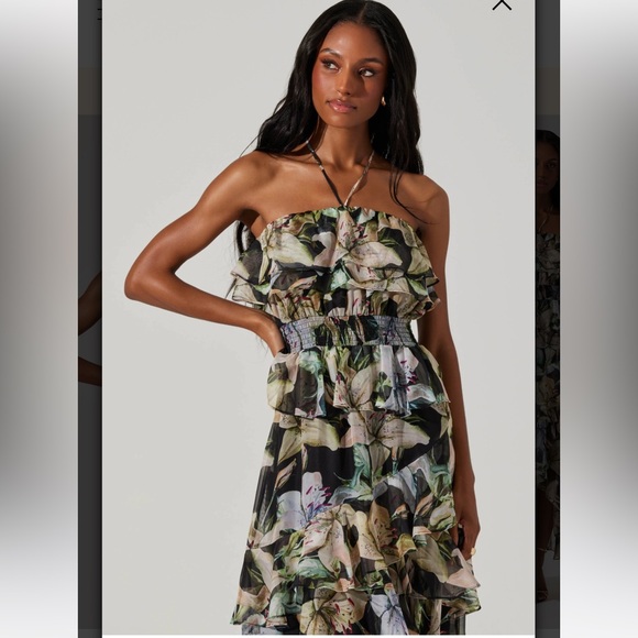 Floral Halter Maxi Dress - Picture 2 of 6